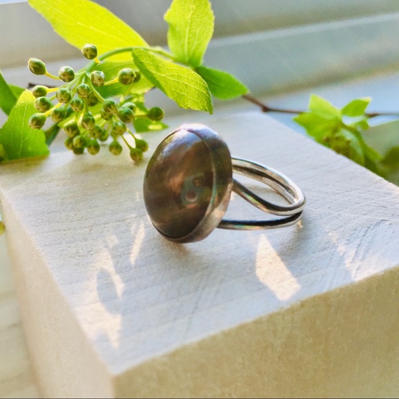 Vintage 70s Solid Sterling Silver 925 Tiger's Eye Oval Ring - Picture 3 of 6